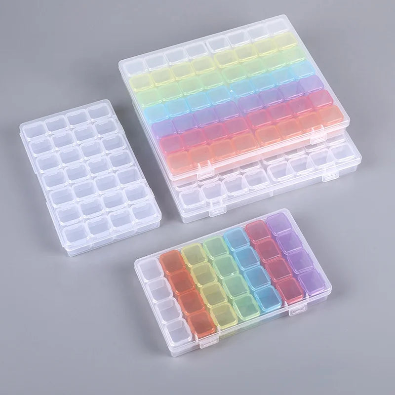 Wholesale 56 Grids Plastic Storage Box DIY Diamond Painting Kit Nail Art Rhinestone Tool Beads Storage