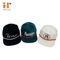 Custom Sample Free 5 6 Panel Custom Embroidery Corduroy Snapback Sun Rope Caps Hats With the String on the Front