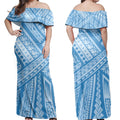 Vintage Dress Polynesian Tribal Printed Sexy Maxi Dress Clothing Blue Stripe Customized Plus Size Dress Casual Women Elegant