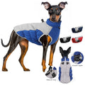 Elastic Neckline Belly Patchwork Cotton Padded Medium Big Dog Clothes Winter Warm Waterproof Dog Coat Jacket with Leash Hook