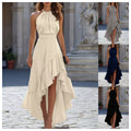 Summer Sleeveless Halter Irregular Ruffle Women's Dress S-XXL