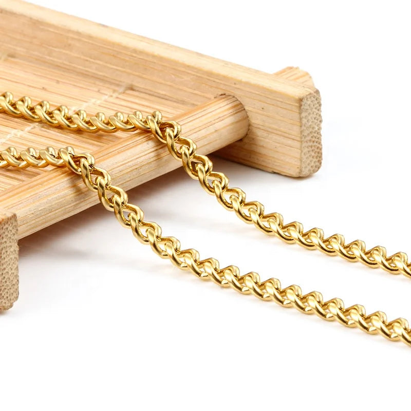 Wholesale Waterproof Stainless Steel Curb Chains DIY Bracelet Necklace Side Chain for Jewelry Making