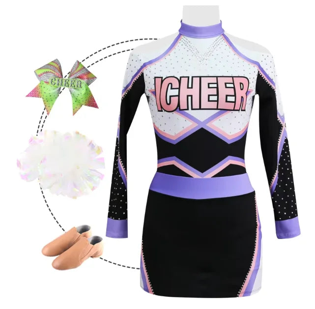 Wholesale Custom Cheerleading Uniform Sets Rhinestone Spandex Team Comprehensive Customization Competitive Gymnastics Clothes