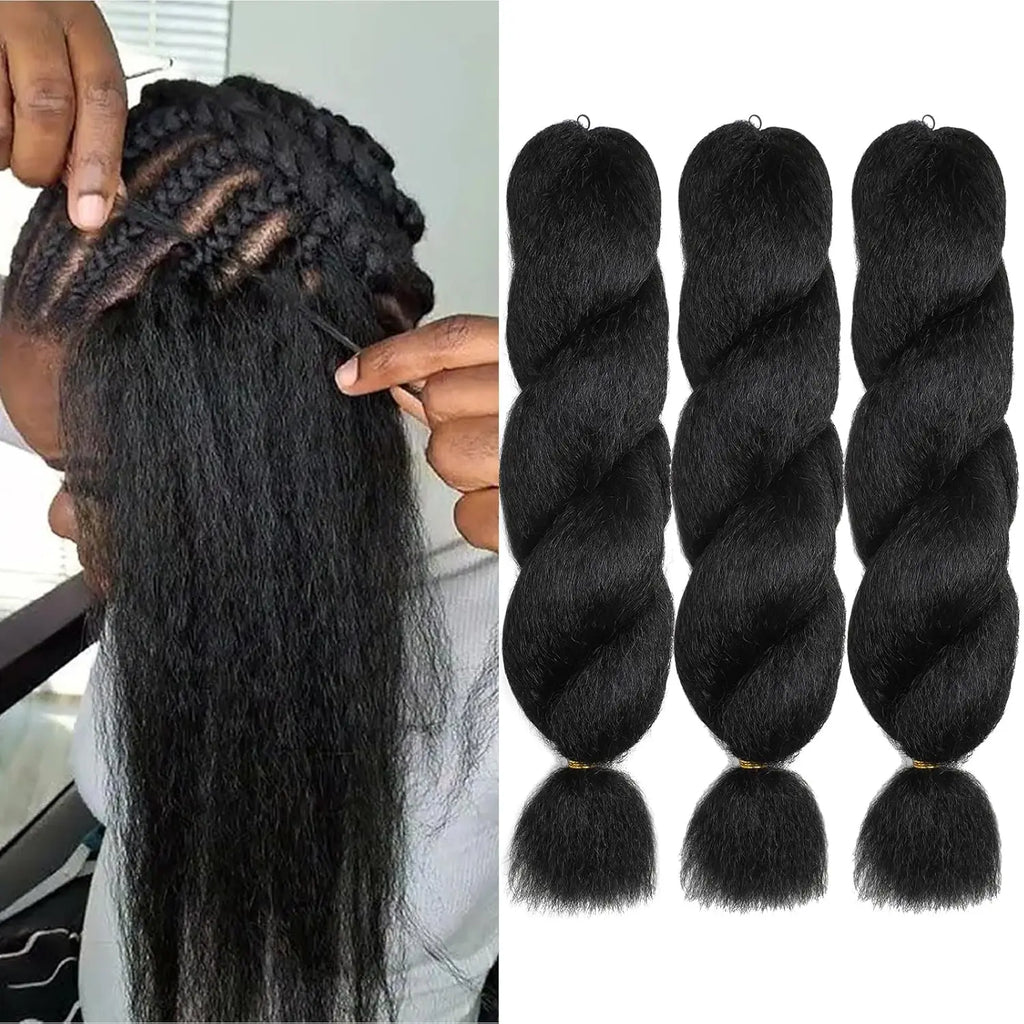 Kinky Straight Vixen Crochet Hair Bundles Natural Black Yaki Premium Synthetic Fibers for Black Women Hair Extension