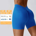 V Cut Back Seamless Butt Hip Lift Yoga Shorts Running Fitness High Waisted Abdominal Compression Gym Sports Yoga Leggings Shorts