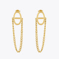 Latest 18K Gold Plated Stainless Steel Jewelry Oval Branch Leaf Shaped Stud Long Chain Drop Earrings for Women Earrings E241613