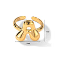 Fashion Resizable Adjustable Brass Alloy 18k Fine Gold Plating Initial Bubble Capital Letter Charm Ring Women