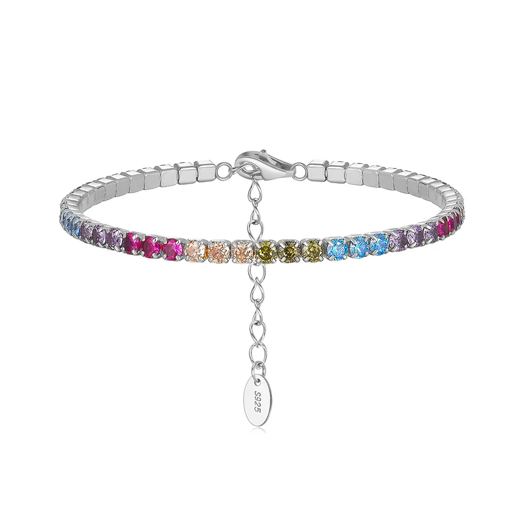SB192 RINNTIN Adjustable Gold Bracelets Fine Jewelry 925 Sterling Silver 3.0mm Cubic Zirconia Cz Tennis Bracelet for Women