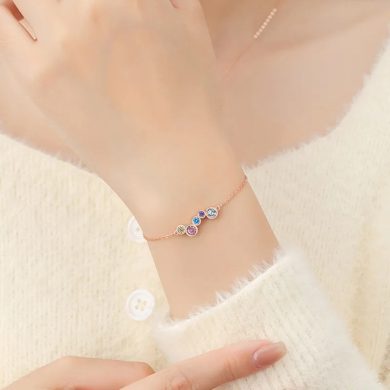 Factory Sale 925 Sterling Silver Custom Multi Drop Colour Zircon Bracelet for Women
