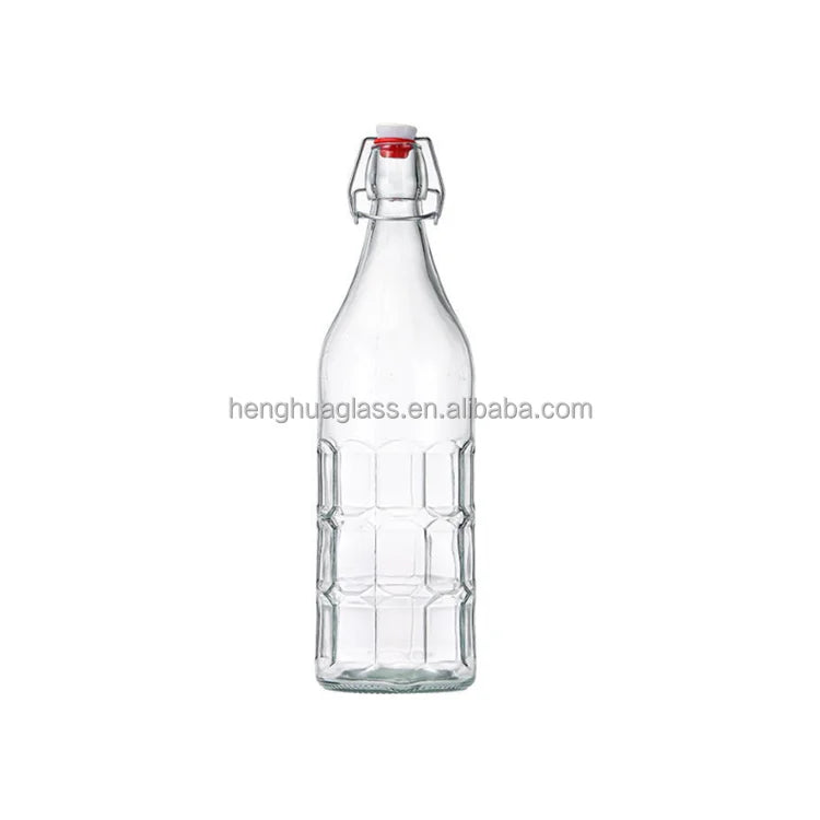 Clear 32oz Swing Top Lid Glass Bottle for 1000ml Lemonade Water Drink Juice Milk Beverage Container Bottle With Swing Top Cap