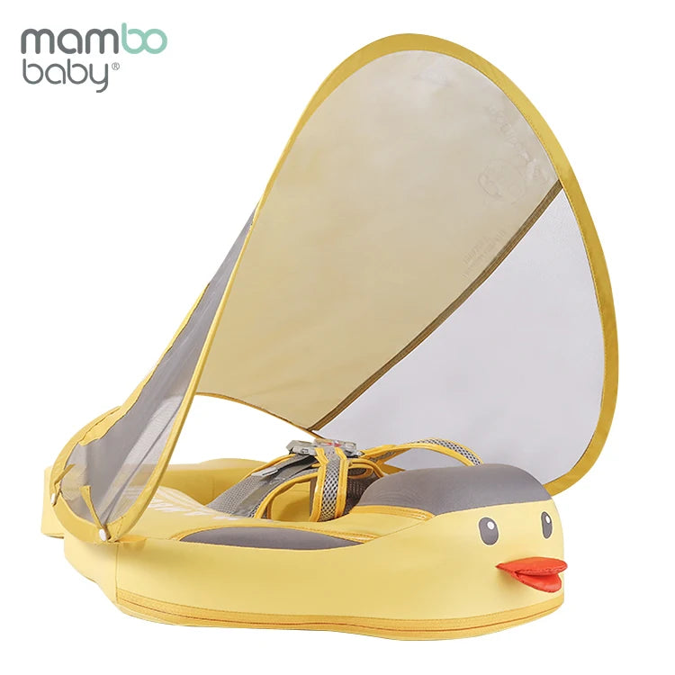 Mambobaby Ducking Baby Chest Float with Sun Canopy and Tail Baby Swimming Ring Float Best-selling Non-inflatable Solid 46*48*15