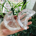 Natural Crystal Moon Ashtray Hand Carving Clear Quartz Moon Bowl For Decoration