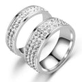2021 Elegant Bling Diamond Zircon Silver Stainless Steel Couple Rings Creative Engagement Party Anniversary Jewelry
