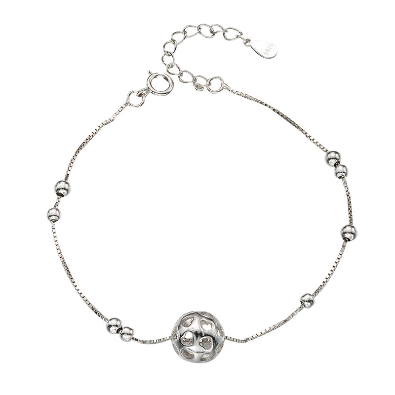 Fashion 925 Sterling Silver Anklets Ball Manual Anklet Bracelet for Women Jewelry Foot Jewelry