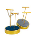 Patent design Metal microfiber round base earrings display stand jewelry showcase two layers necklace pendant display props