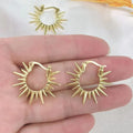 EM1330 18k Gold Plated Brass Spike Sun Hoop EarringsGold Hoops for Women