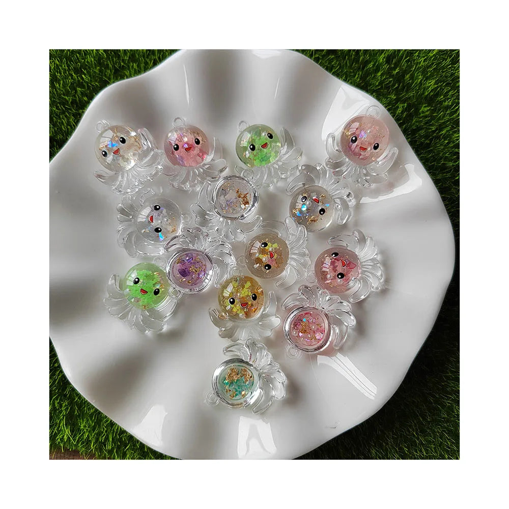 Hot Selling 100Pcs Crystal Mini Octopus Figurines Tiny Resin Ocean Sea Animals for Fairy Garden Landscape Christmas DIY Decor