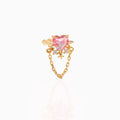 Wholesale Personalized Korean Earring Exquisite Pink Love Heart Shaped Ear Bone Clip Temperament Chain Earless Earrings for Girl