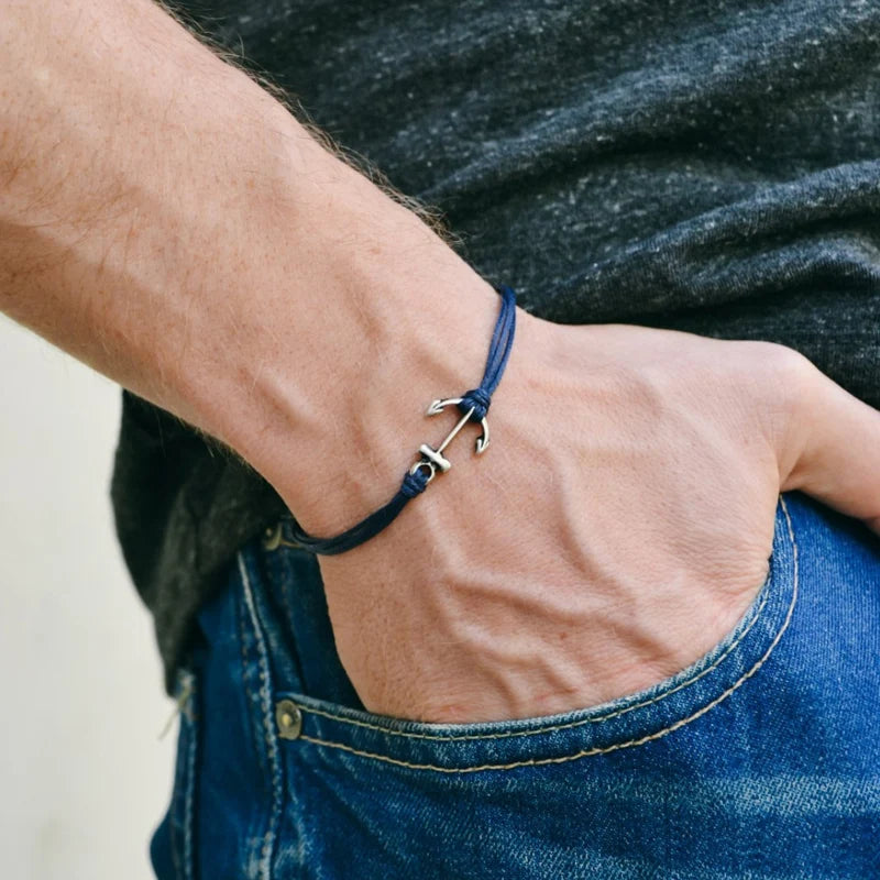 Promotional Gift Custom Make a Wish Jewelry Antique Silver Arrows Anchor Fish Hook Rudder Charm Unisex Bracelet