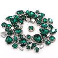 Hot Sale Fashion 3D Peacock Green Mixed Claw Glass Rhinestones with Silver Claw for DIY Dressing Garment
