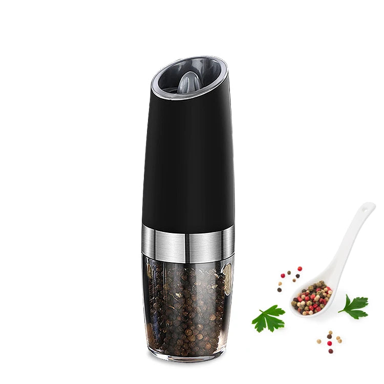 One Hand Automatic Operation Gravity Electric Pepper and Salt Grinder with LED Light Set Battery Powered