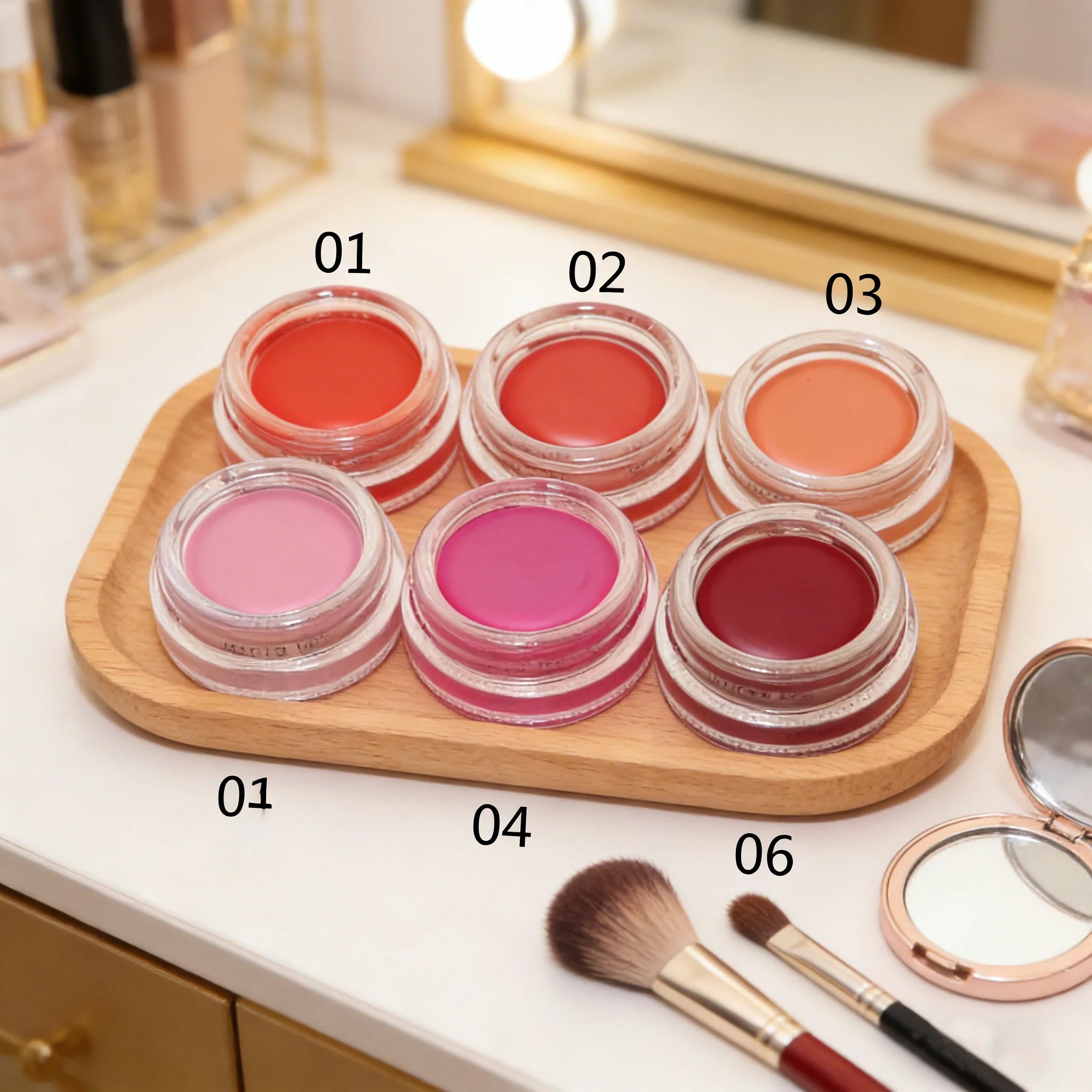 New 6-Color Long-Lasting Waterproof Mousse Blush Jelly Effect Brighten Makeup Cream for Light Dark Skin Tones Mineral ODM Supply