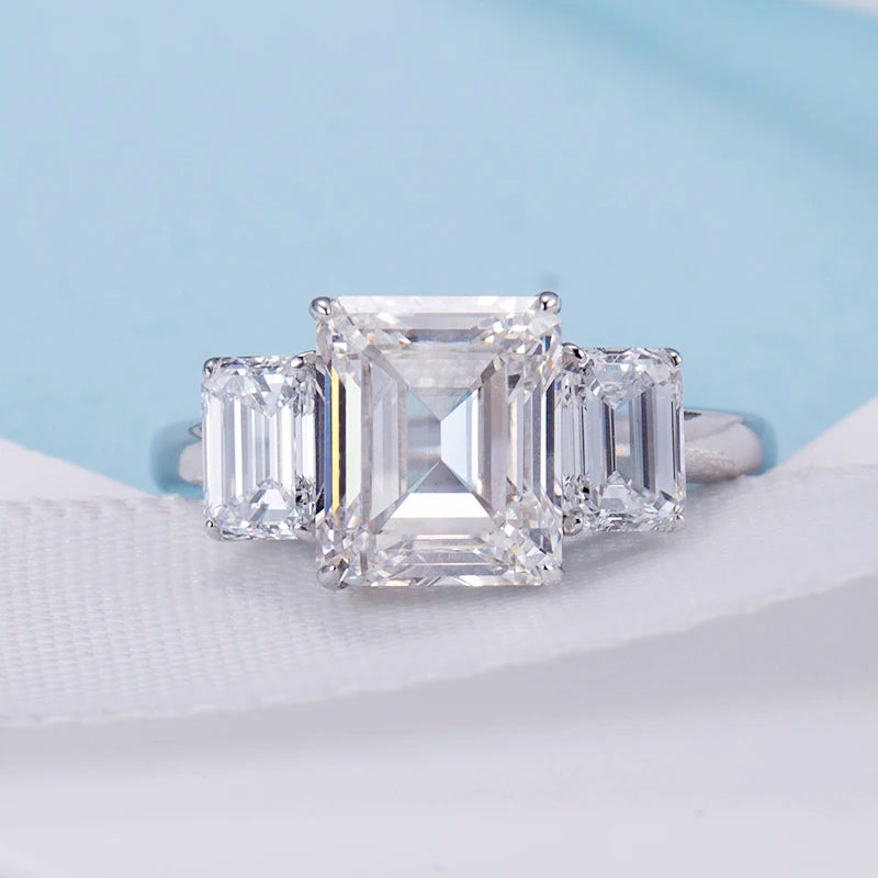 Messi Gems New Product Wedding Ring Gold Jewelry PT950 Platinum Emerald Cut Lab Grown Diamond Ring