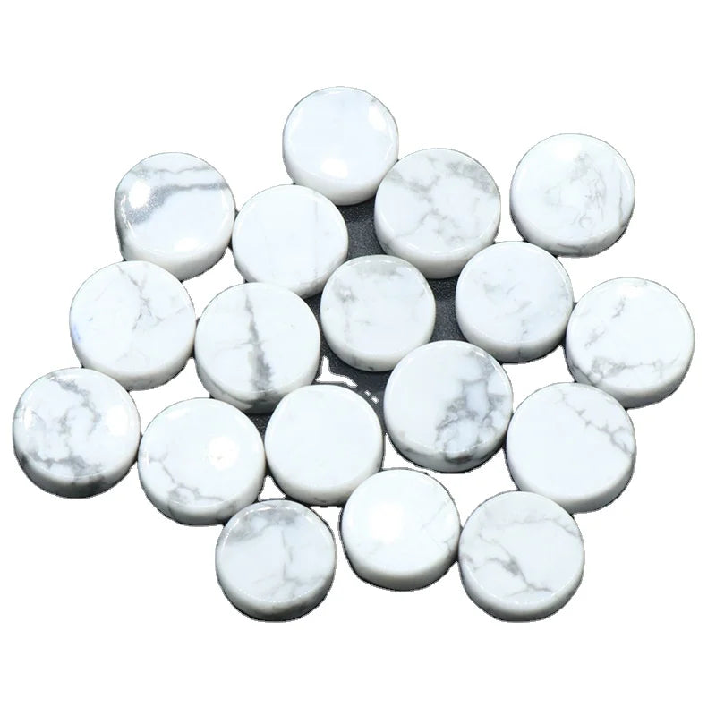 2024 Natural Gemstone Howlite Buttons Desk Decoration Non-Porous Round Piece Raw Stone Polished Accessories Diy Trinket