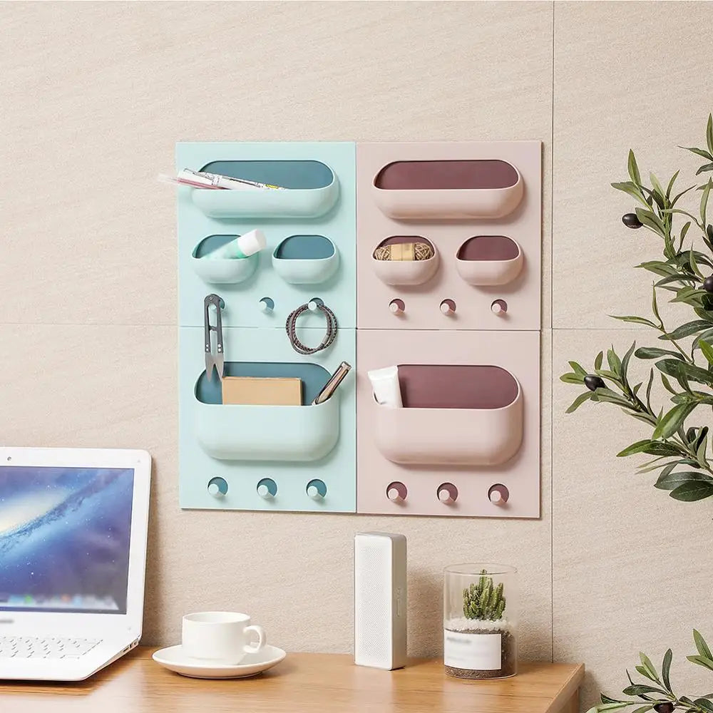 HelloWorld Plastic Self-adhesive Kitchen Refrigerator Fridge Storage Rack Organizer Cleaning Sponge Vegetable Fruit Home Kitchen Supplies