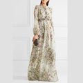 European Luxury Clothing Custom Lace Trim Dress Spring Modest Woman Floral Chiffon Maxi Dress Fashion Prom Party Dress