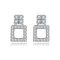 Fashion 925 sterling silver square hollow out CZ diamond stud earrings for women