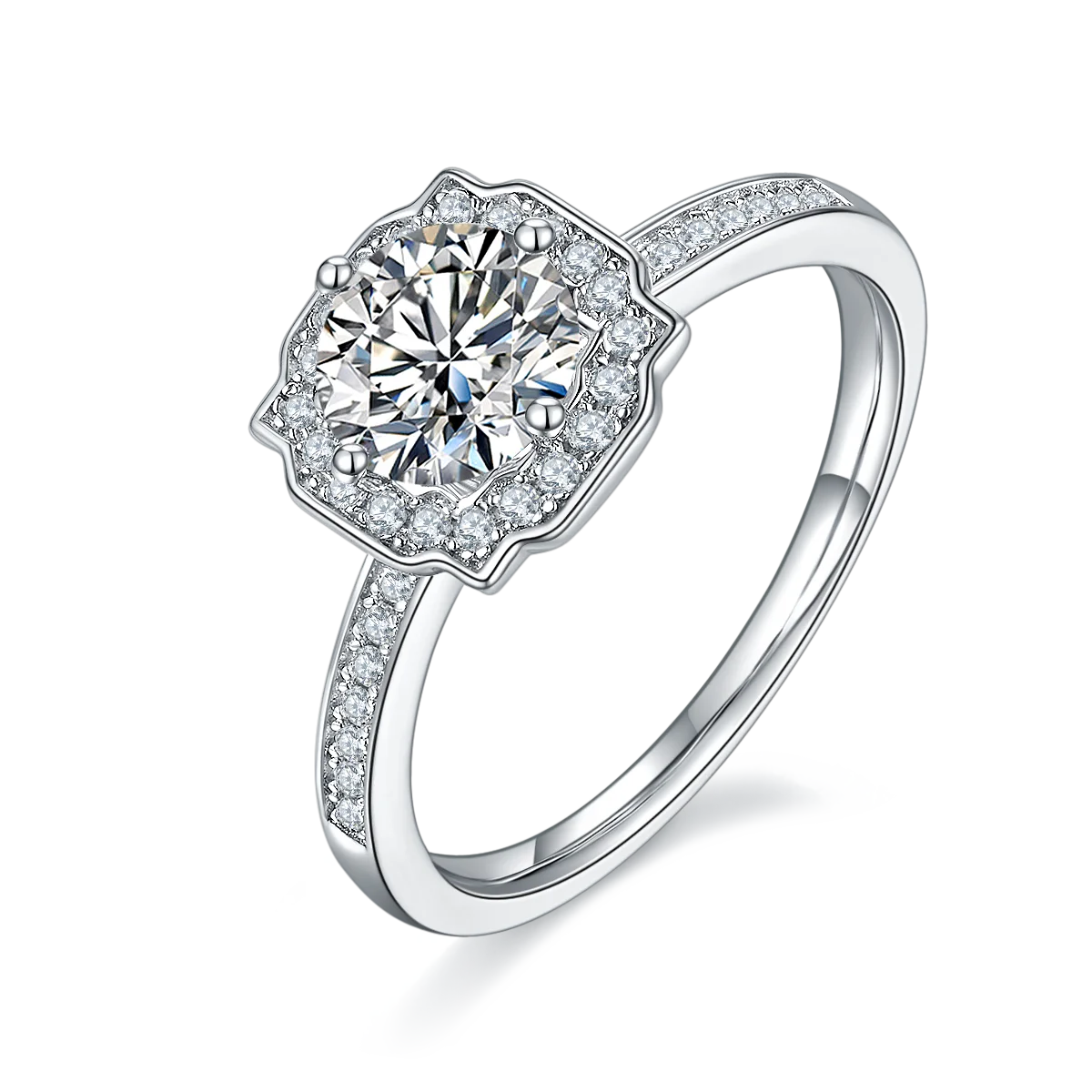 Unique Designs Moissanite Hexagonal 925 Sterling Silver Gold Women Engagement Diamond Wedding Ring