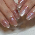 Wholesale Soft Gel X Press on Short Solid Color Cat Eye Nail Almond Stick on Fake Nails Press on Manicure Gel Tip Nails