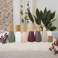 New Morandi Series 12ml Matte Colored Glass Roll-on Bottle with Steel Plug & Bamboo Cap Essential Oils Roller