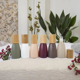 New Morandi Series 12ml Matte Colored Glass Roll-on Bottle with Steel Plug & Bamboo Cap Essential Oils Roller
