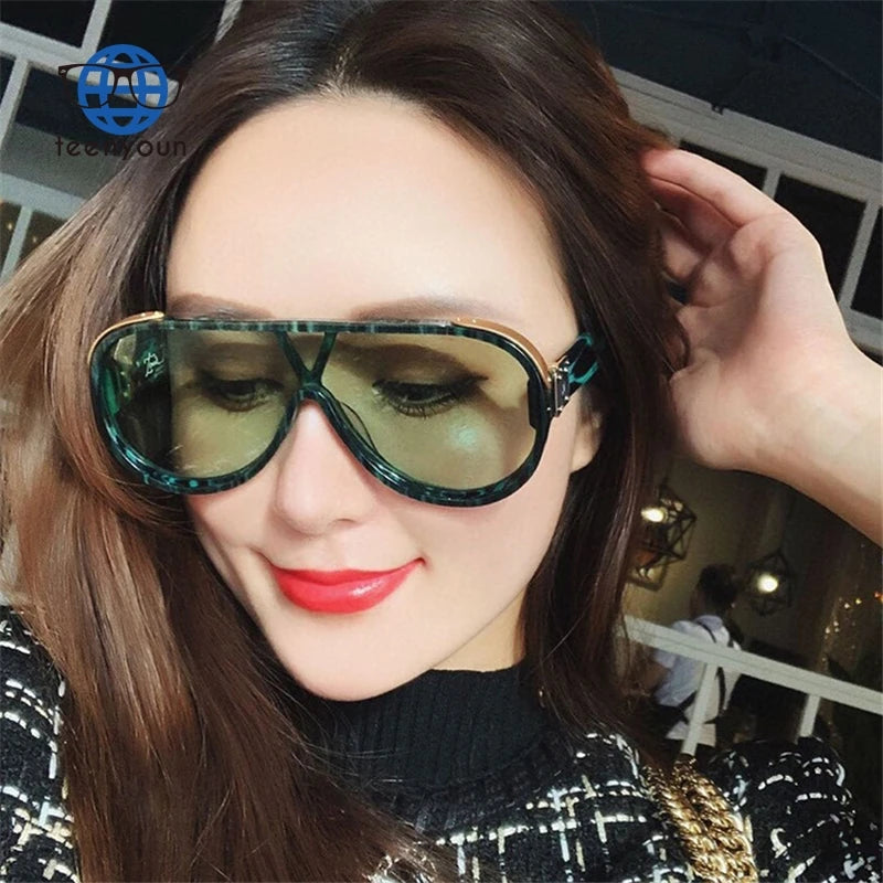 Teenyoun 1991 Fashion One-Piece Oversized Round Pilot 2022 Sunglasses Sun Glasses Men