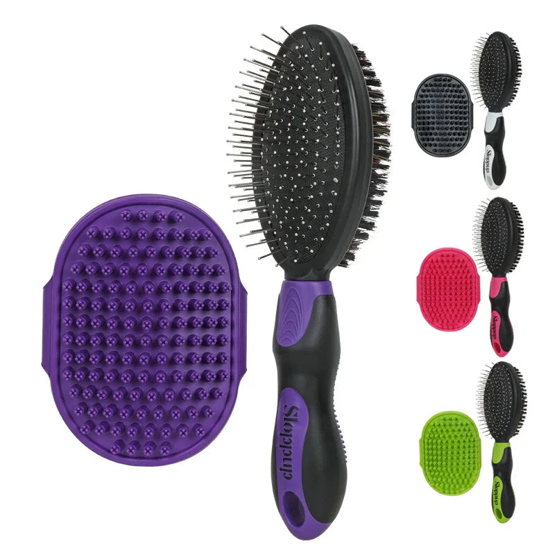 Pet Hair Removal Brush and Bath Brush Double-sided Dog Cat Massage Grooming Comb Loose Hair Removal Dog Cat Brushes