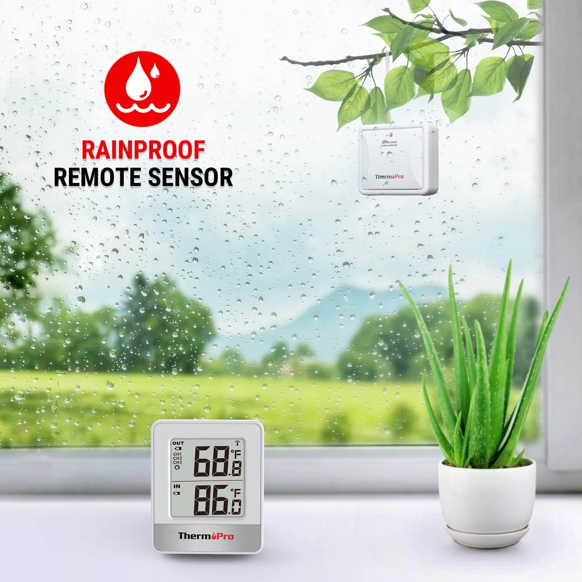ThermoPro TP200B Wireless Indoor Outdoor Thermometers for Patio Garden Cellar Home Room