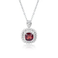 YBO Luxury 925 Sterling Silver Necklace Trendy Natural Cushion Garnet Pendant Geometric Rhodium for Women's Wedding Jewelry