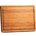 Bamboo Cutting Boards for Kitchen 1" Thick Square Chopping Boards Butcher Block with Juice Grooves & Handles Bridge Brand