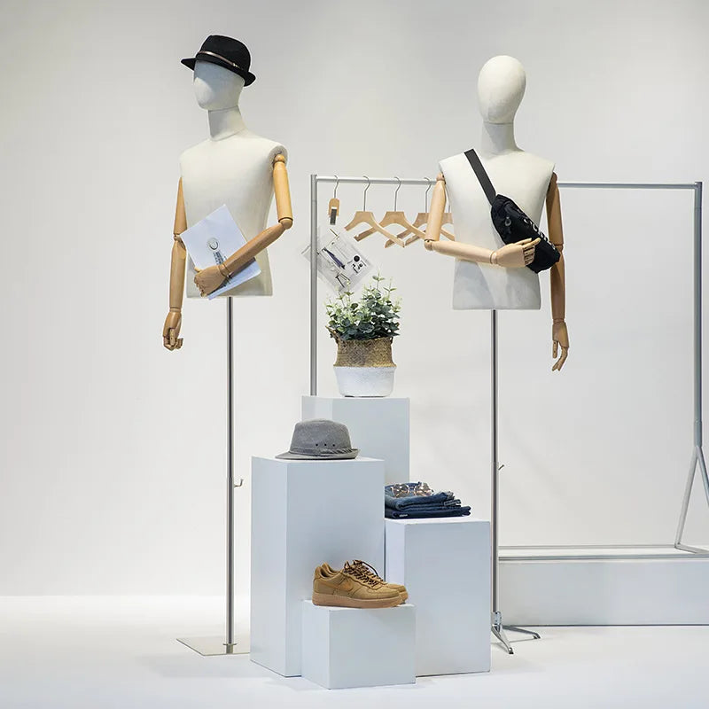 Lavinia Display Fashion Fabric Covered Men Manikin Model Male Mannequin Half Body Torso Clothes Display Male  for Window