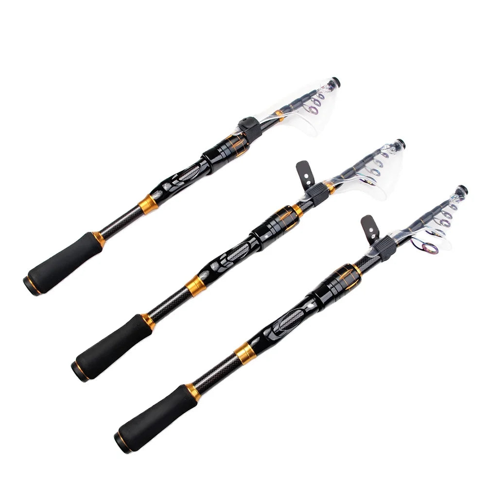 FTK 1.5M-2.1M Spinning/Casting Fishing Rods Carbon Fiber Telescopic Fishing Rod Lure Bass Rod