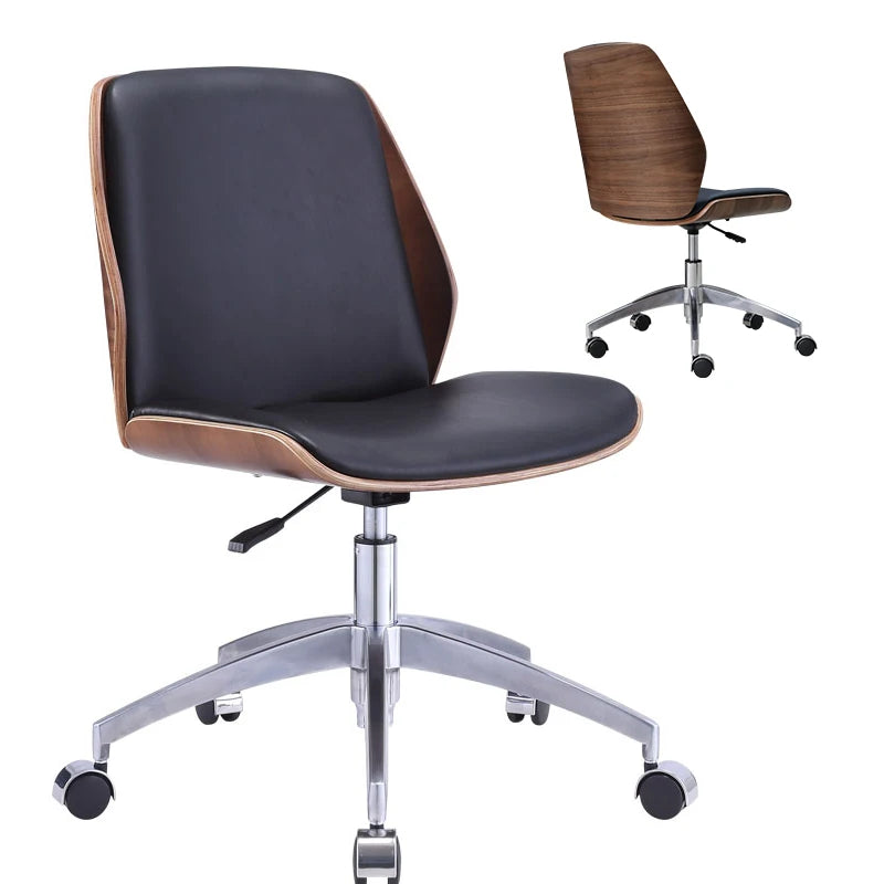 JA-531 JINBEIXUAN Modern Executive Adjustable Height Swivel Wood Grain Leather Aluminum Base Office Visitor Computer Chairs