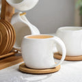 European Style Small Luxury Coffee Cup with Wooden Cup and Saucer Cup Holder Creative Ceramic Business Afternoon Tea Set
