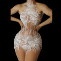 Vestido Sexy Mesh Pearls Sequin Birthday Formal Party Dress Stage Lady Mini Cocktail Evening Dresses Women Slim Night Club Dr