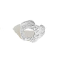 925 Sterling Silver Tin Foil Texture Open Rings for Women Girls Femme Irregular Hollow Adjustable Ring Gift