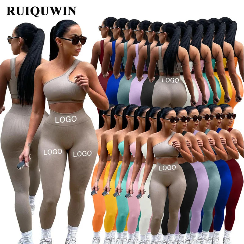 RUIQUWIN New Trendy Custom Logo Tracksuits Outdoor Activewear Yoga Set Fitness Two Piece Gym Set Bra and Panties Women's Sets