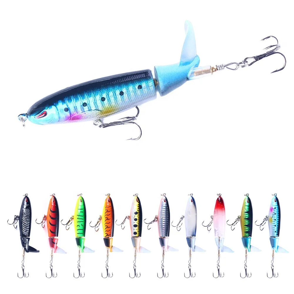 Wholesale PE034 11cm 13g Artificial Hard Plastic Baits Pencil Fishing Lures with Rotating Propeller Tail