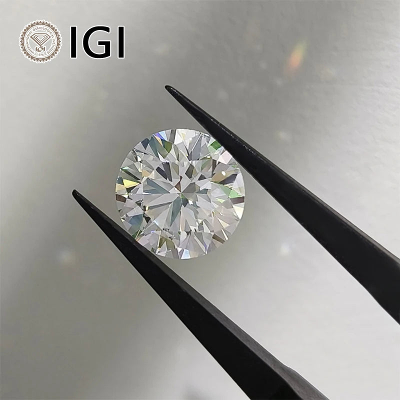 Starsgem Lab Grown IGI Certified Diamond D VVS2 White Round Brilliant 0.3ct 0.5ct HPHT Lab Diamond