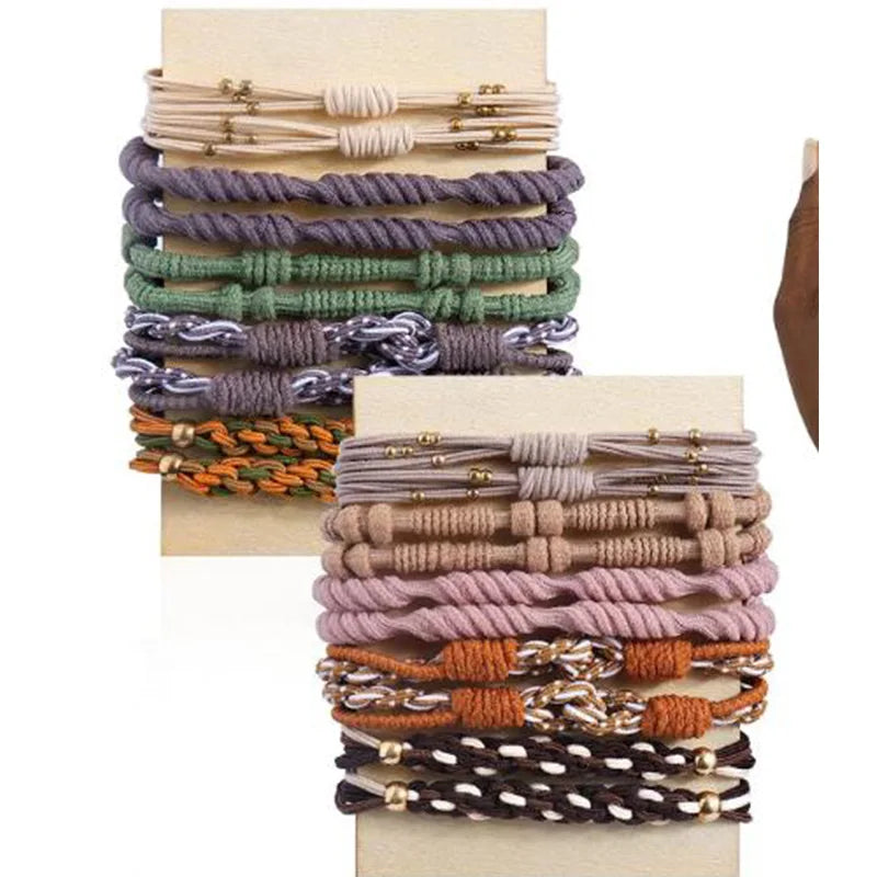 High Quality Custom Elastic Boho Bracelet Women Ponytail Hair Bands Thick Black Hair Ties Hair Accessories